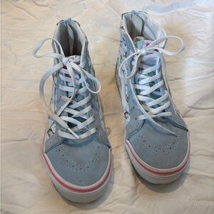 Girls Vans Light Blue High-Top Sneakers with Pink Accent and Unicorn